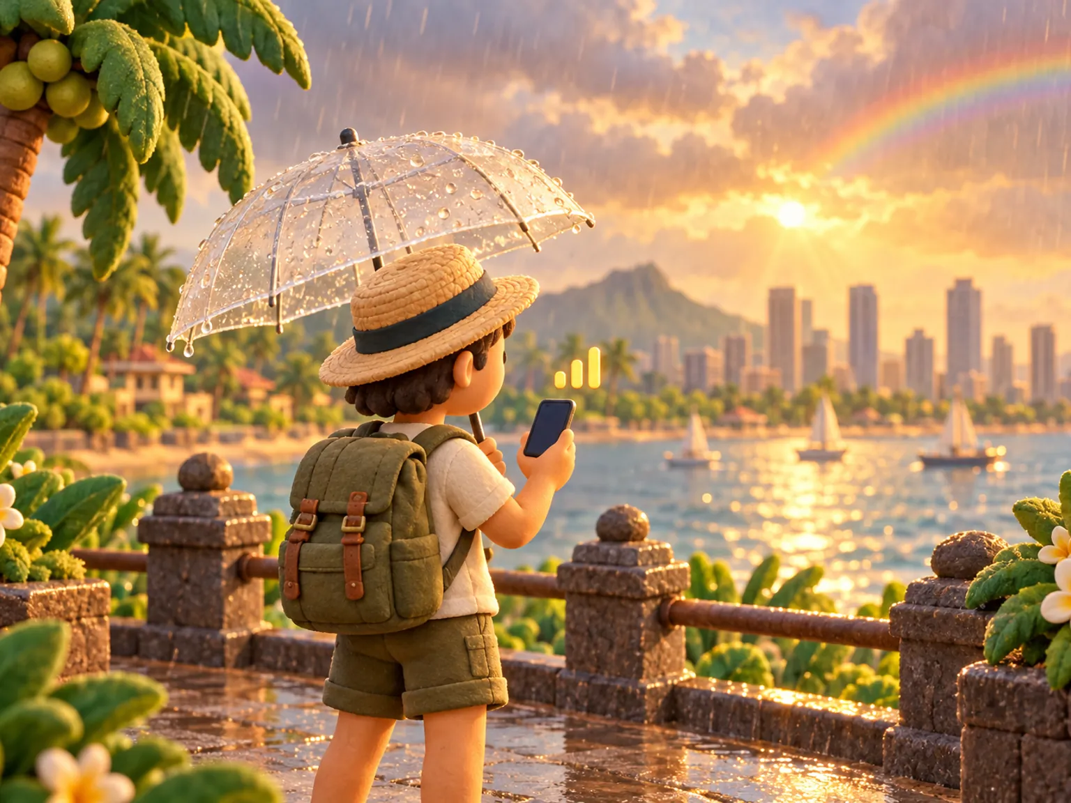 Illustration: a calendar page under a bright sun, a rain cloud over a garden city skyline, a thermometer in a flower bed.